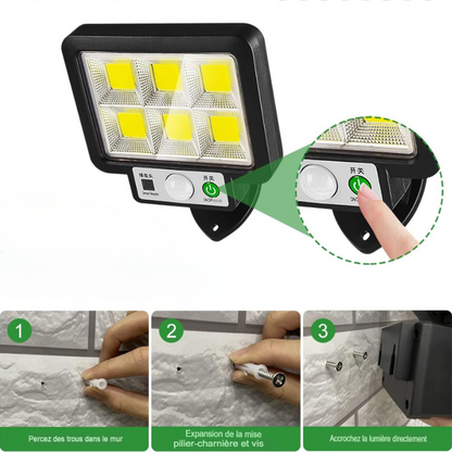 Projecteur led extérieur solaire puissante avec détecteur de mouvement -Luminogreen