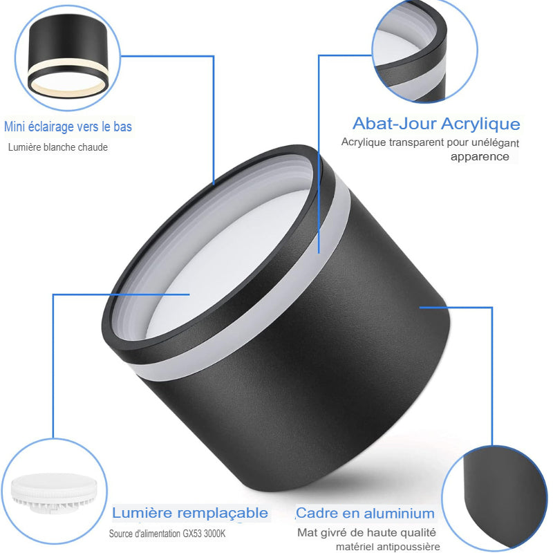 Spot led encastrable gradable, montage en surface, style nordique -Luminogreen