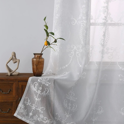 Rideaux occultant thermique à fleurs brodées  -Luminogreen