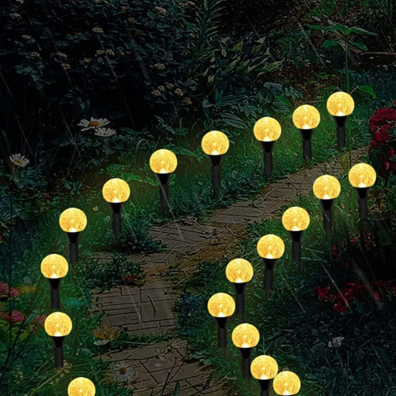 Lampe solaire extérieur led boule effet Bulle lumière chaude (Set de 10 Lampes)-Luminogreen