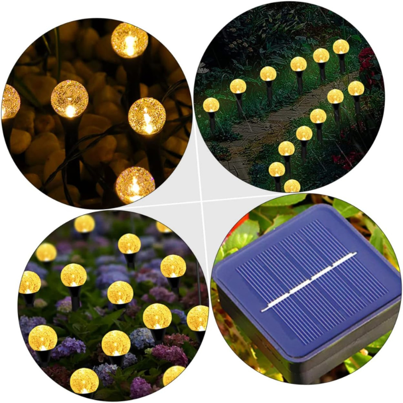 Lampe solaire extérieur led boule effet Bulle lumière chaude (Set de 10 Lampes)-Luminogreen