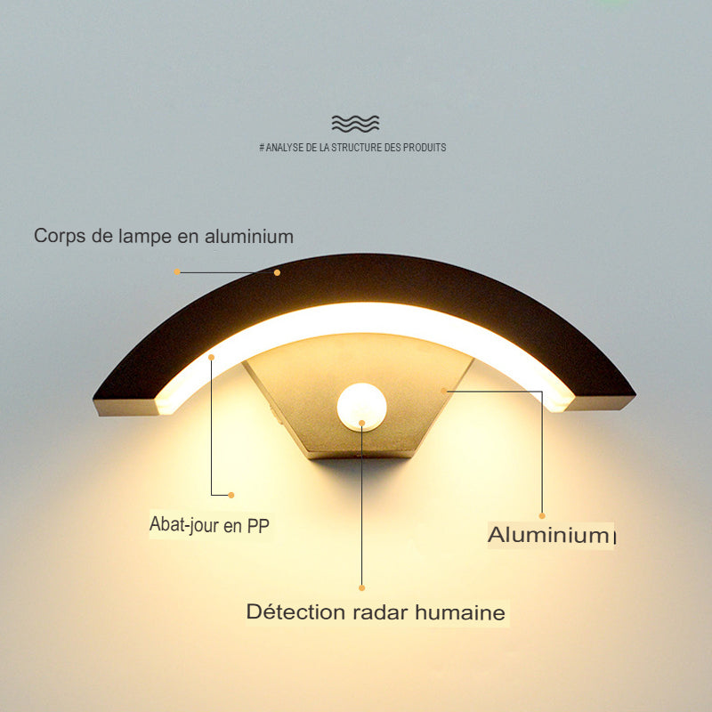 Applique murale extérieur led demi-rond avec Détecteur de Mouvement Radar -Luminogreen
