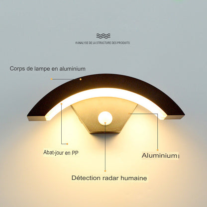 Applique murale extérieur led demi-rond avec Détecteur de Mouvement Radar -Luminogreen