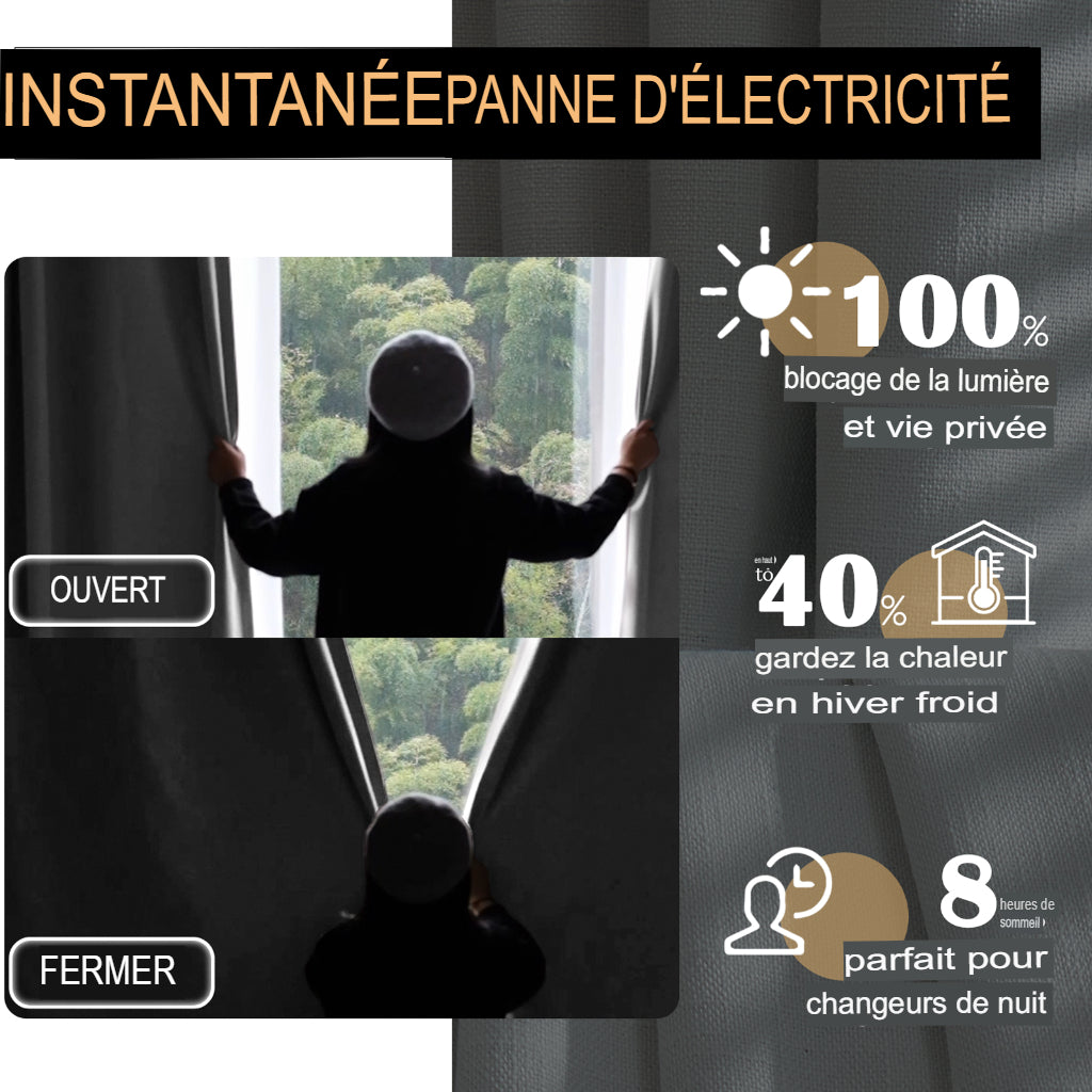 rideaux occultant thermique court doublé pour fenêtre -Luminogreen